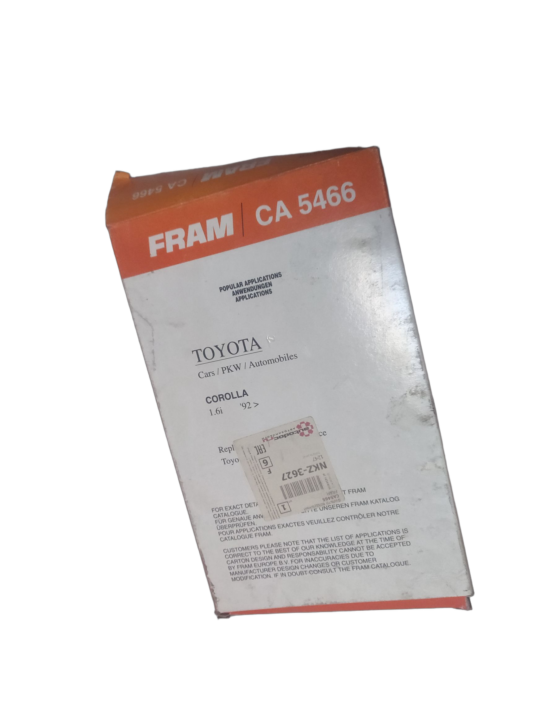 Фильтр воздушный Fram на MAZDA Xedos 9, TOYOTA Carina E, Corolla