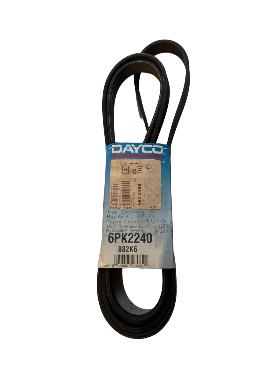 Ремень поликлиновый Dayco на Mazda 6, Mercedes C, E, Toyota Land Cruiser VI, Lexus GS II, LX II, Jeep Cherokee IV и др.