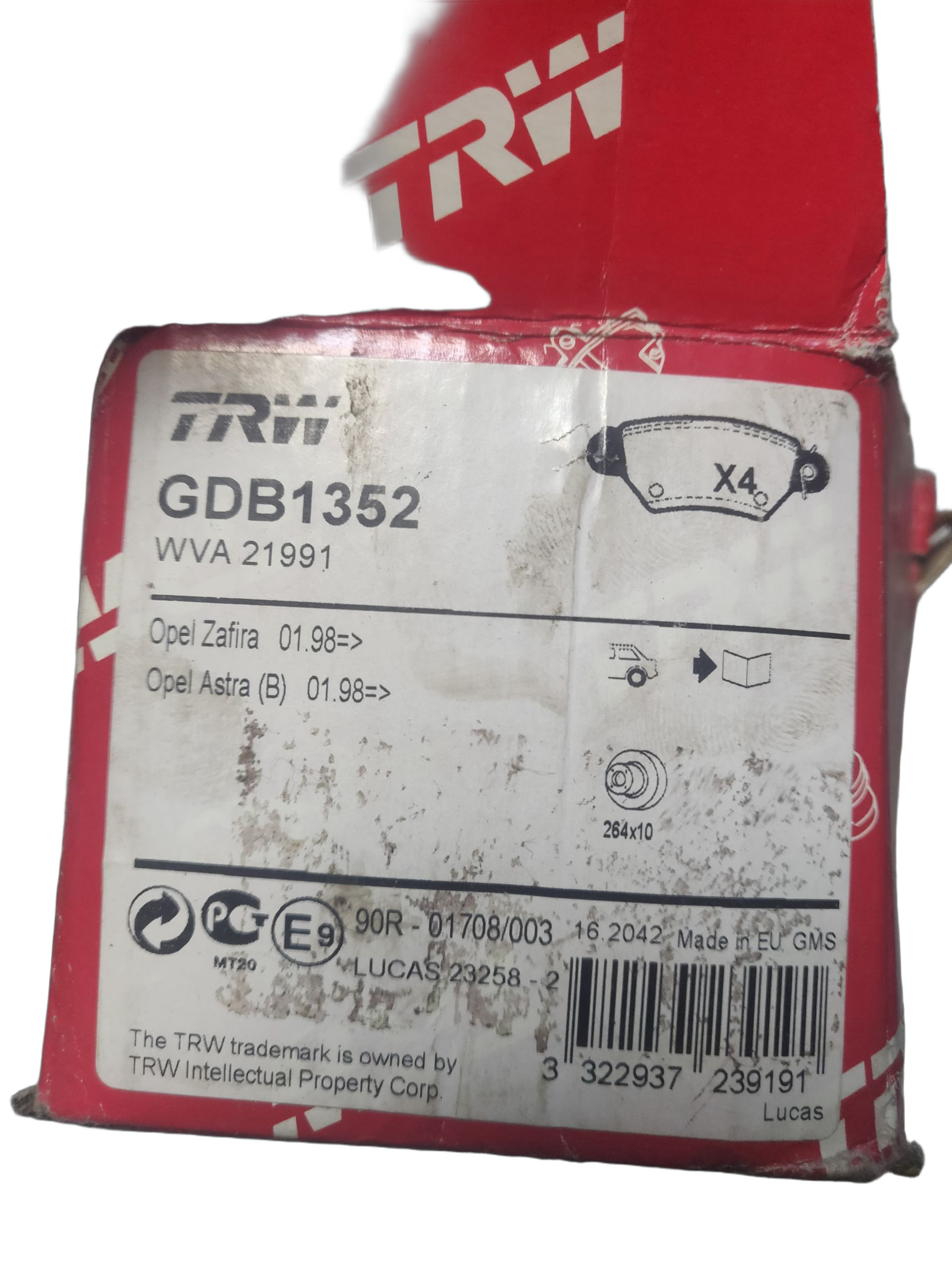 Колодки тормозные дисковые задние, комплект "Cotec", TRW на OPEL Astra G, Zafira A