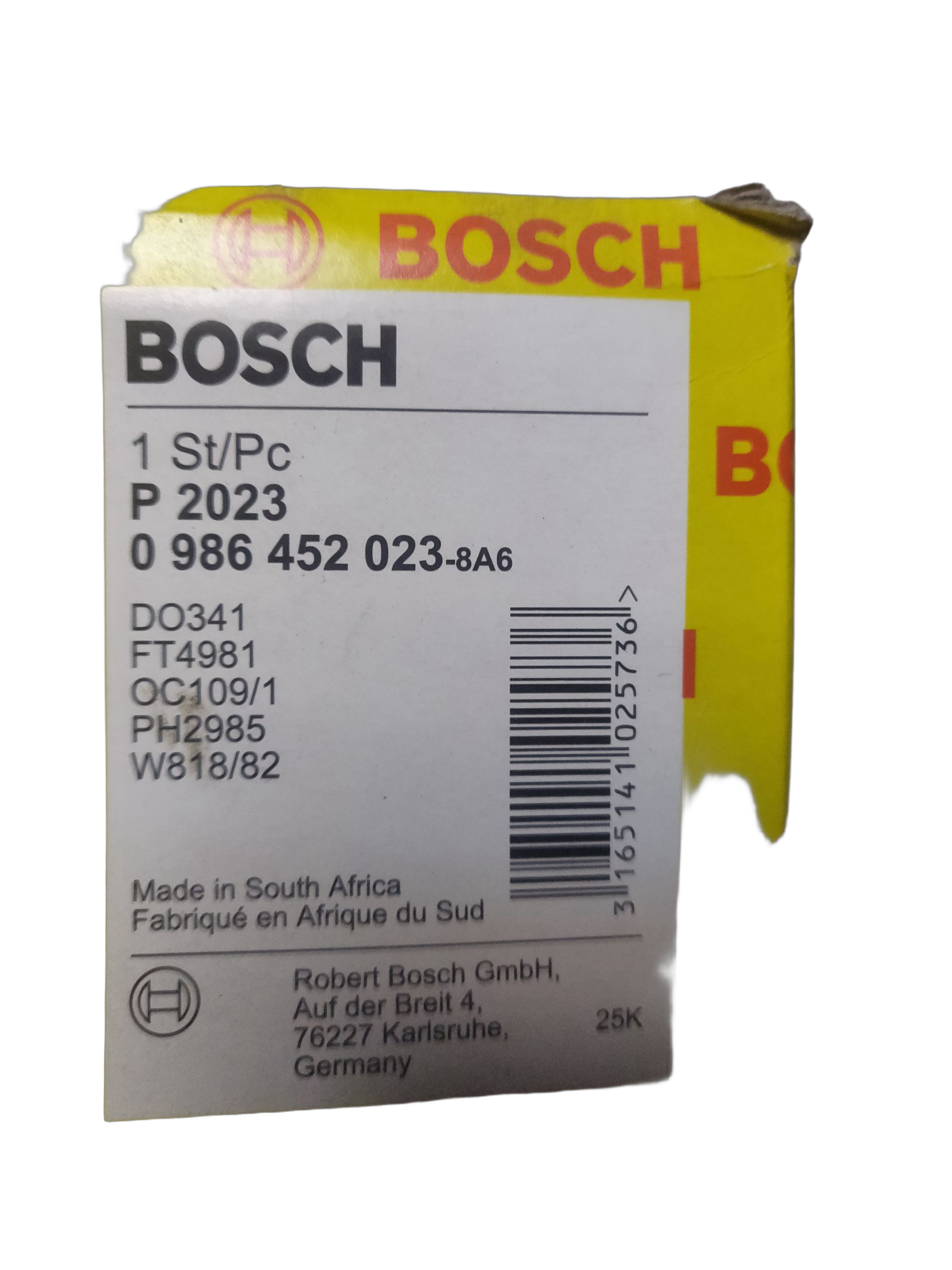 Фильтр масляный Bosch на DAIHATSU, FORD, NISSAN, SUBARU, TOYOTA
